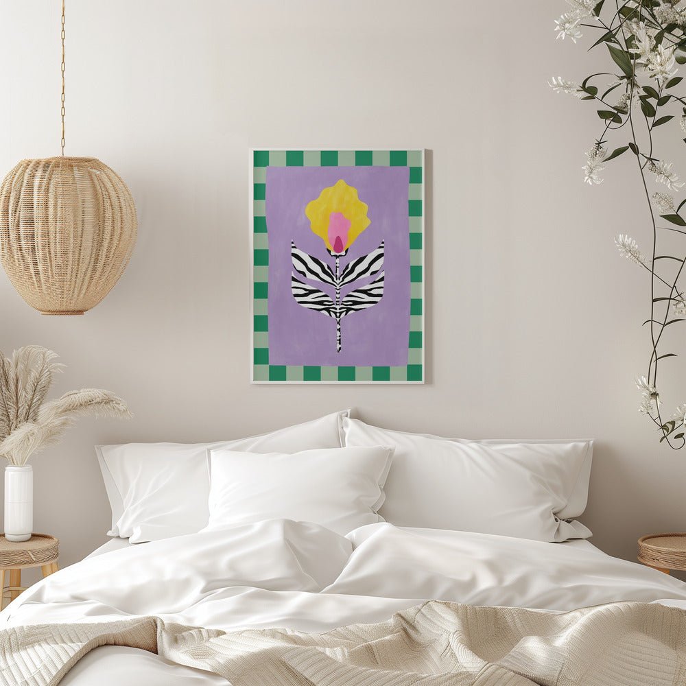 Flower with Zebra Patterned Leaves - Stretched Canvas, Poster or Fine Art Print - I Heart Wall Art - Poster Print, Canvas Print or Framed Art Print