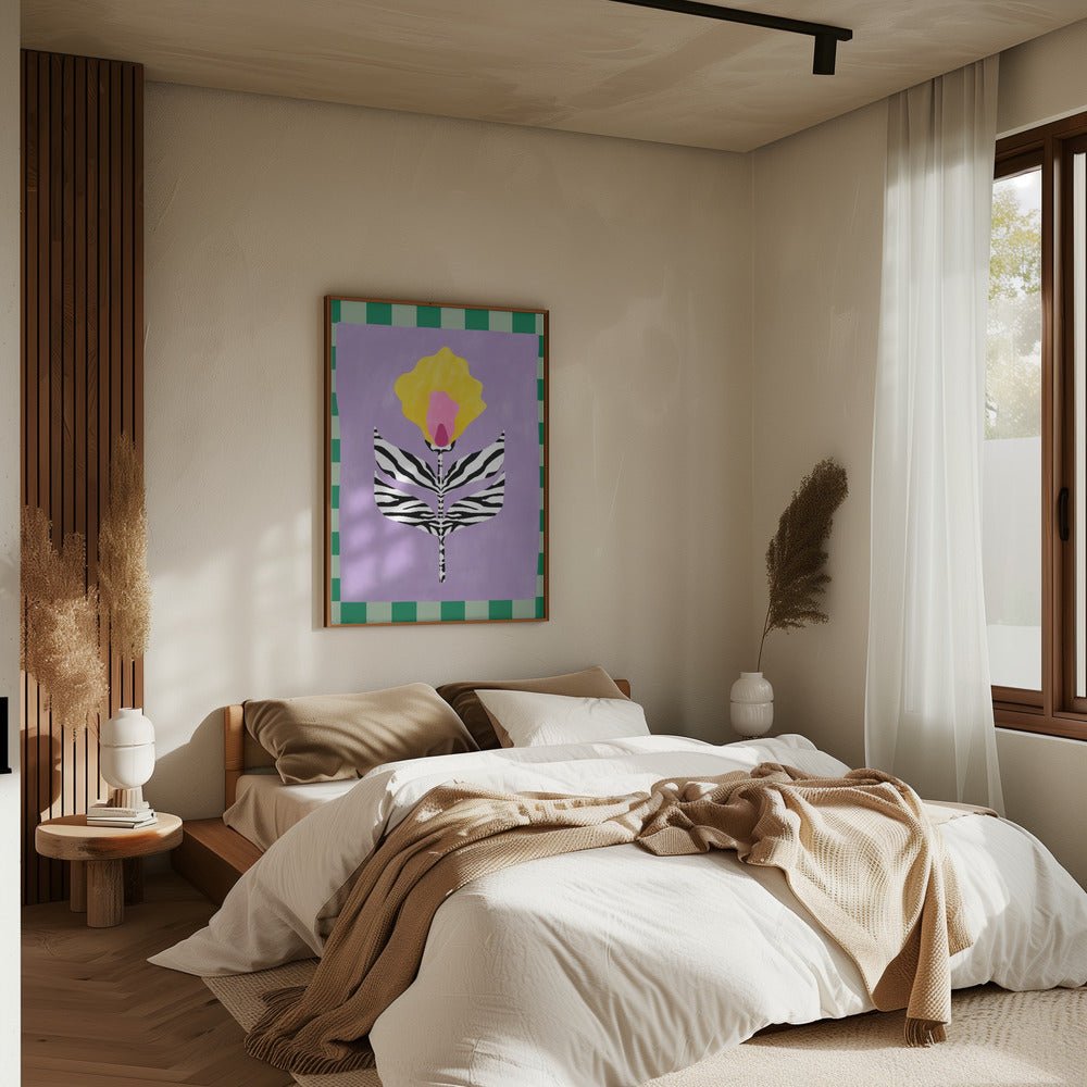 Flower with Zebra Patterned Leaves - Stretched Canvas, Poster or Fine Art Print - I Heart Wall Art - Poster Print, Canvas Print or Framed Art Print
