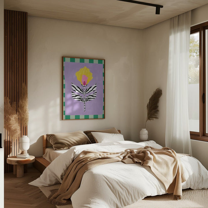 Flower with Zebra Patterned Leaves - Stretched Canvas, Poster or Fine Art Print - I Heart Wall Art - Poster Print, Canvas Print or Framed Art Print