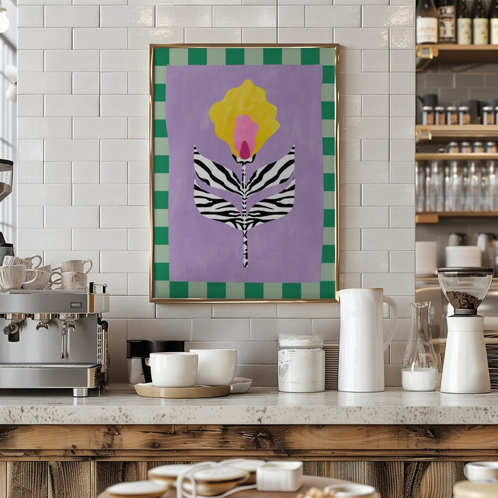 Flower with Zebra Patterned Leaves - Stretched Canvas, Poster or Fine Art Print - I Heart Wall Art - Poster Print, Canvas Print or Framed Art Print