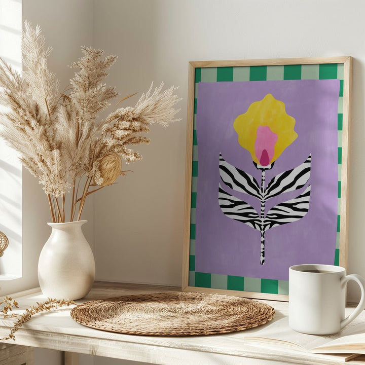 Flower with Zebra Patterned Leaves - Stretched Canvas, Poster or Fine Art Print - I Heart Wall Art - Poster Print, Canvas Print or Framed Art Print