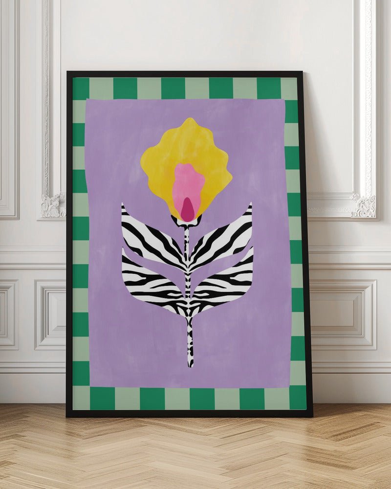 Flower with Zebra Patterned Leaves - Stretched Canvas, Poster or Fine Art Print - I Heart Wall Art - Poster Print, Canvas Print or Framed Art Print