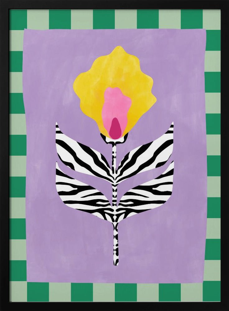 Flower with Zebra Patterned Leaves - Stretched Canvas, Poster or Fine Art Print - I Heart Wall Art - Poster Print, Canvas Print or Framed Art Print