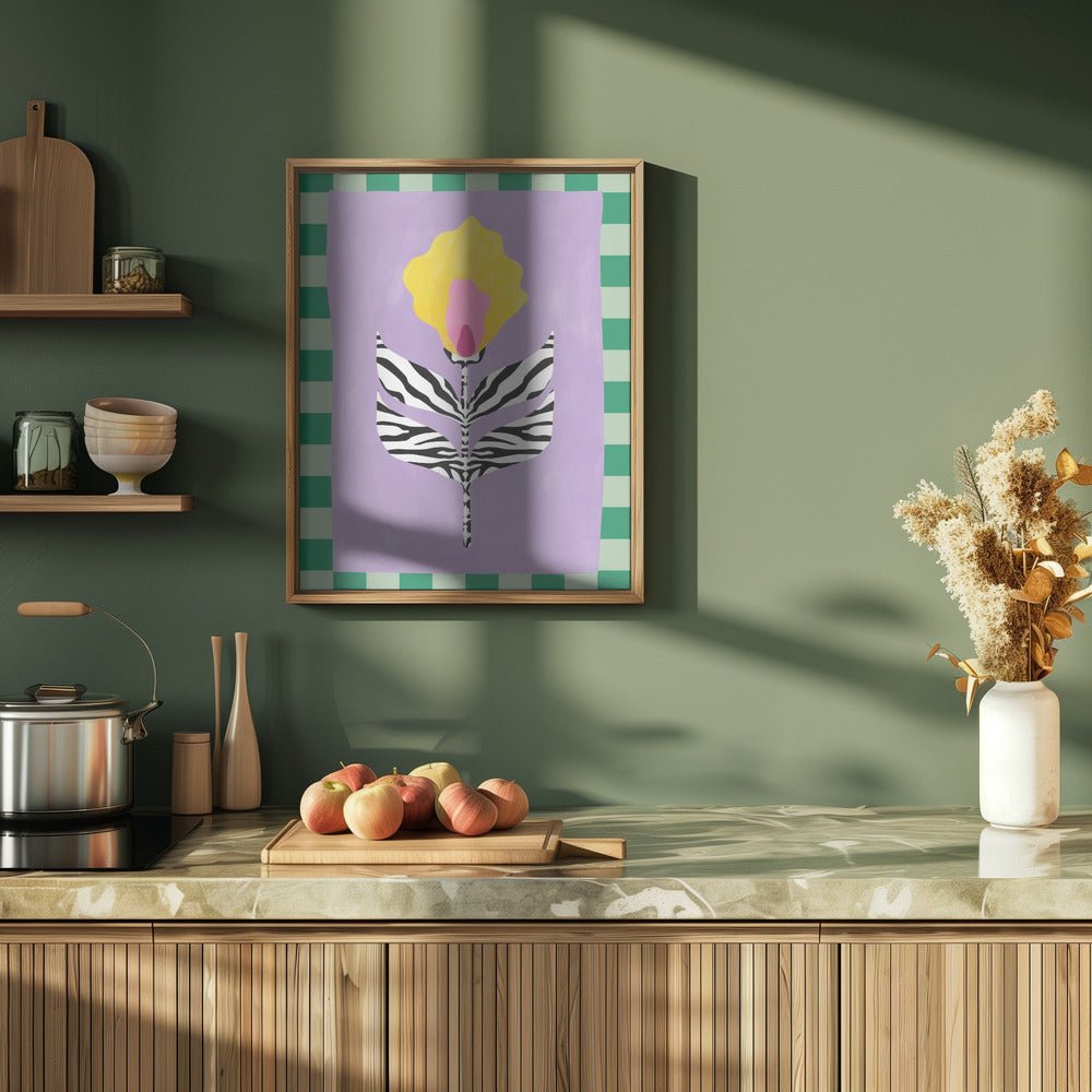 Flower with Zebra Patterned Leaves - Stretched Canvas, Poster or Fine Art Print - I Heart Wall Art - Poster Print, Canvas Print or Framed Art Print
