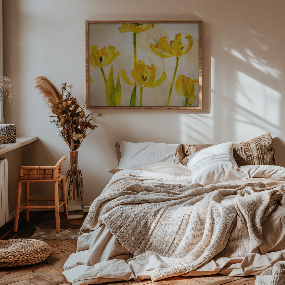 Flowering tulips - Stretched Canvas, Poster or Fine Art Print I Heart Wall Art