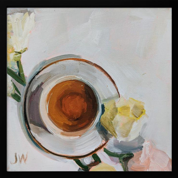 Flowers and Tea - Square Stretched Canvas, Poster or Fine Art Print I Heart Wall Art