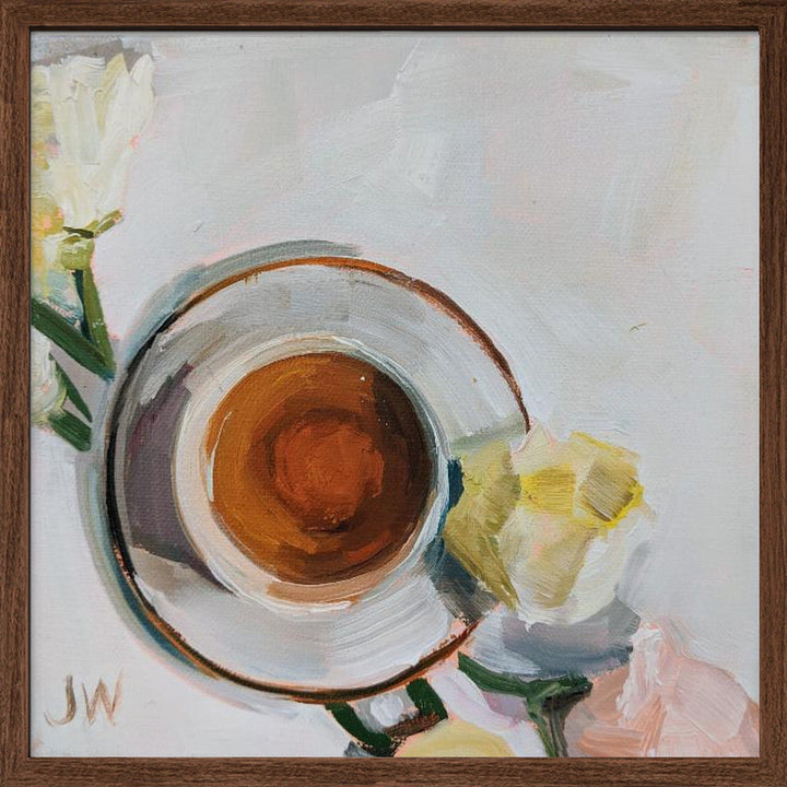 Flowers and Tea - Square Stretched Canvas, Poster or Fine Art Print I Heart Wall Art