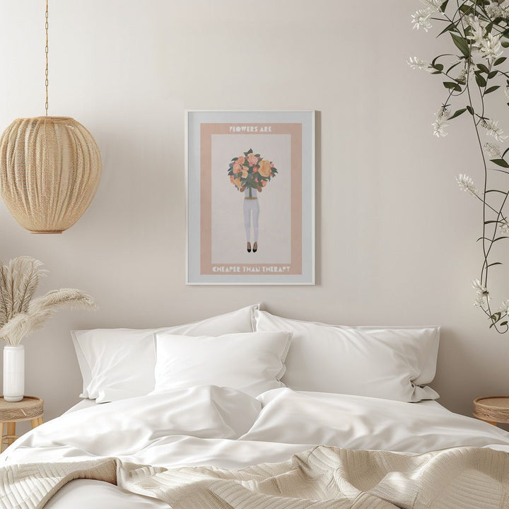 Flowers are cheaper than therapy - Stretched Canvas, Poster or Fine Art Print - I Heart Wall Art - Poster Print, Canvas Print or Framed Art Print