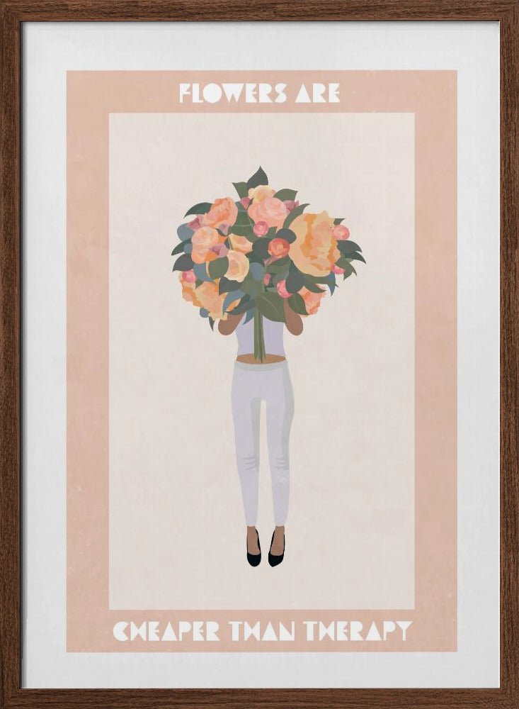 Flowers are cheaper than therapy - Stretched Canvas, Poster or Fine Art Print - I Heart Wall Art - Poster Print, Canvas Print or Framed Art Print