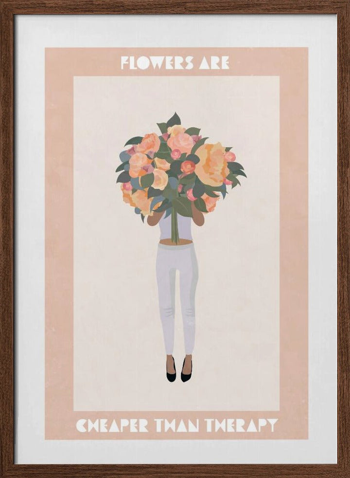 Flowers are cheaper than therapy - Stretched Canvas, Poster or Fine Art Print - I Heart Wall Art - Poster Print, Canvas Print or Framed Art Print