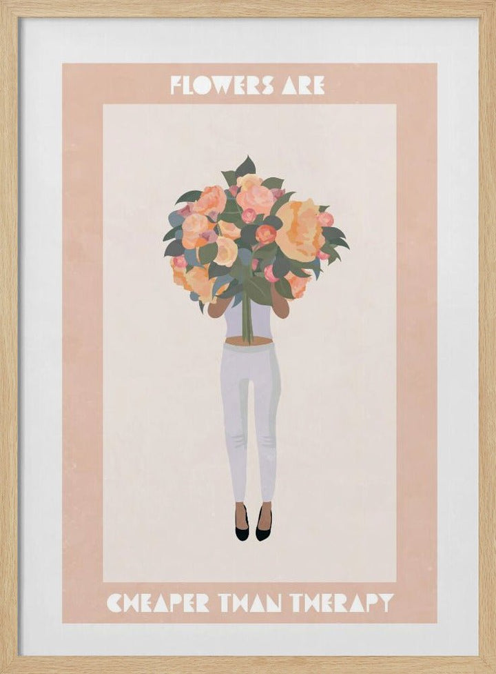 Flowers are cheaper than therapy - Stretched Canvas, Poster or Fine Art Print - I Heart Wall Art - Poster Print, Canvas Print or Framed Art Print