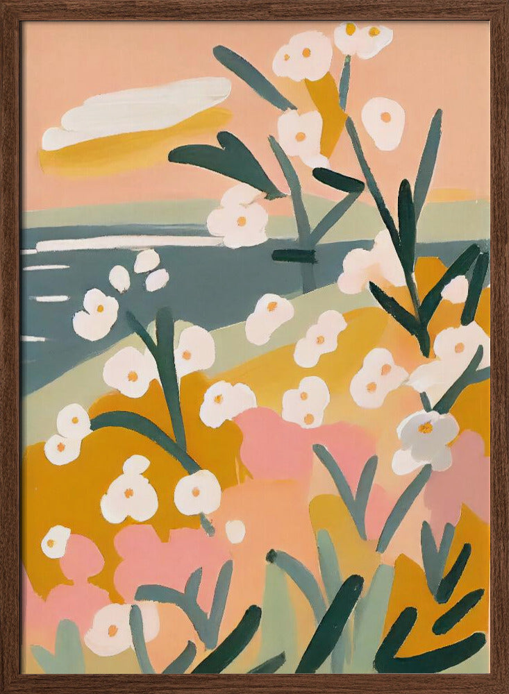 Flowers By The Sea - Stretched Canvas, Poster or Fine Art Print I Heart Wall Art