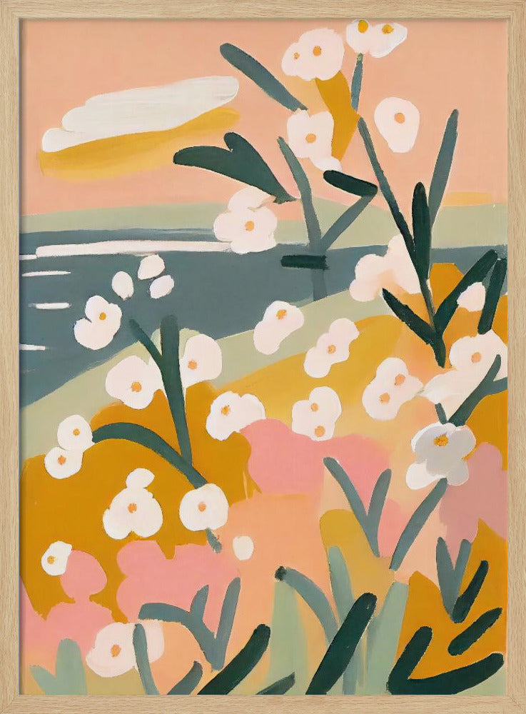 Flowers By The Sea - Stretched Canvas, Poster or Fine Art Print I Heart Wall Art