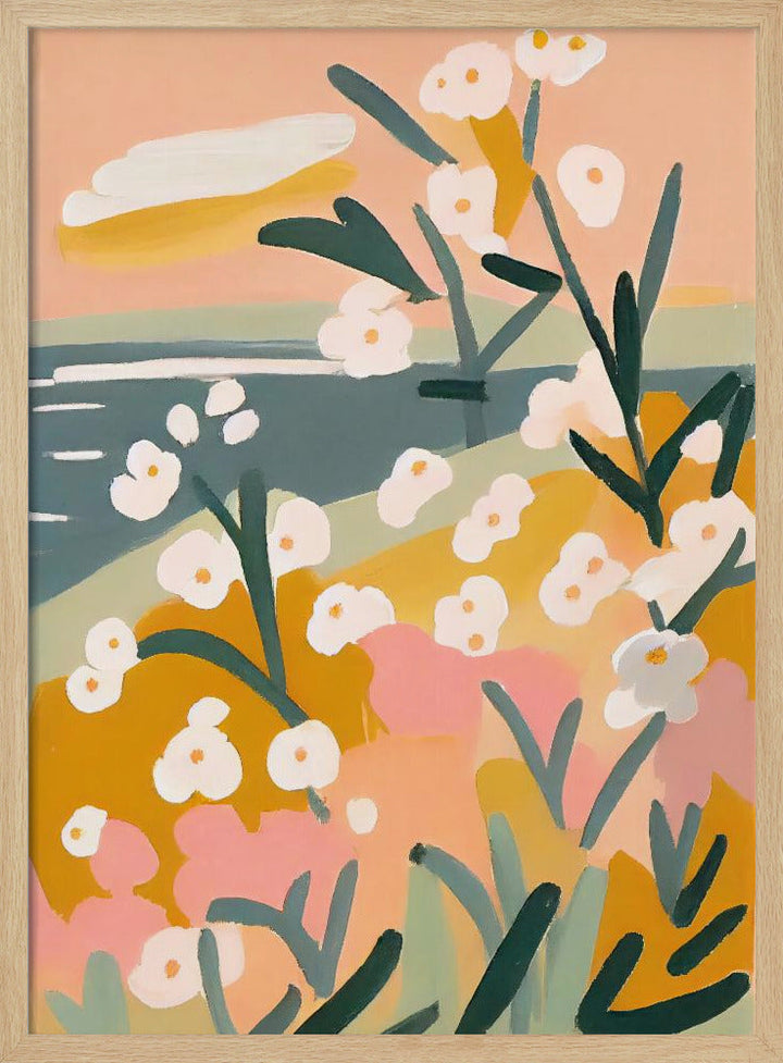 Flowers By The Sea - Stretched Canvas, Poster or Fine Art Print I Heart Wall Art