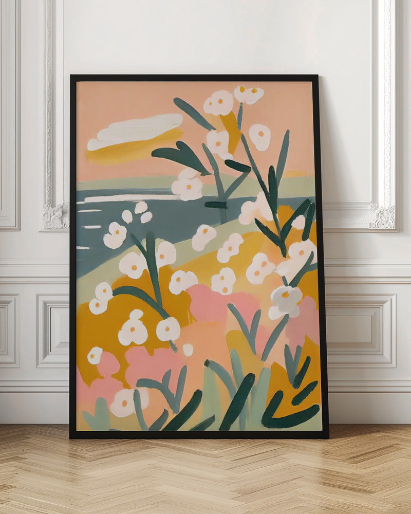 Flowers By The Sea - Stretched Canvas, Poster or Fine Art Print I Heart Wall Art