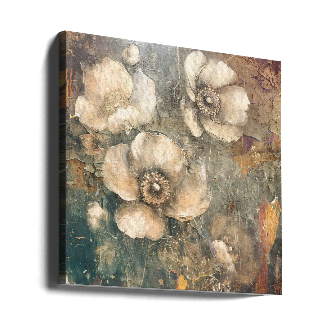 Flowers Floral Art Illustration 10 - Square Stretched Canvas, Poster or Fine Art Print I Heart Wall Art
