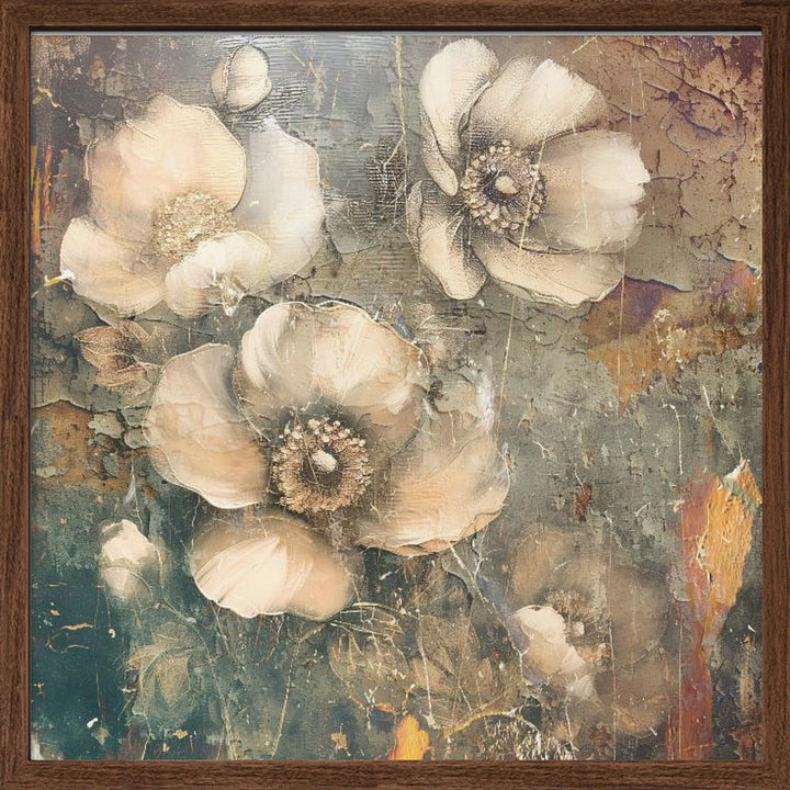 Flowers Floral Art Illustration 10 - Square Stretched Canvas, Poster or Fine Art Print I Heart Wall Art