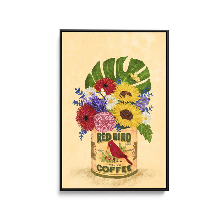 Flowers In a Vintage Coffee Can by Raissa Oltmanns - Stretched Canvas Print or Framed Fine Art Print - Artwork I Heart Wall Art Australia 