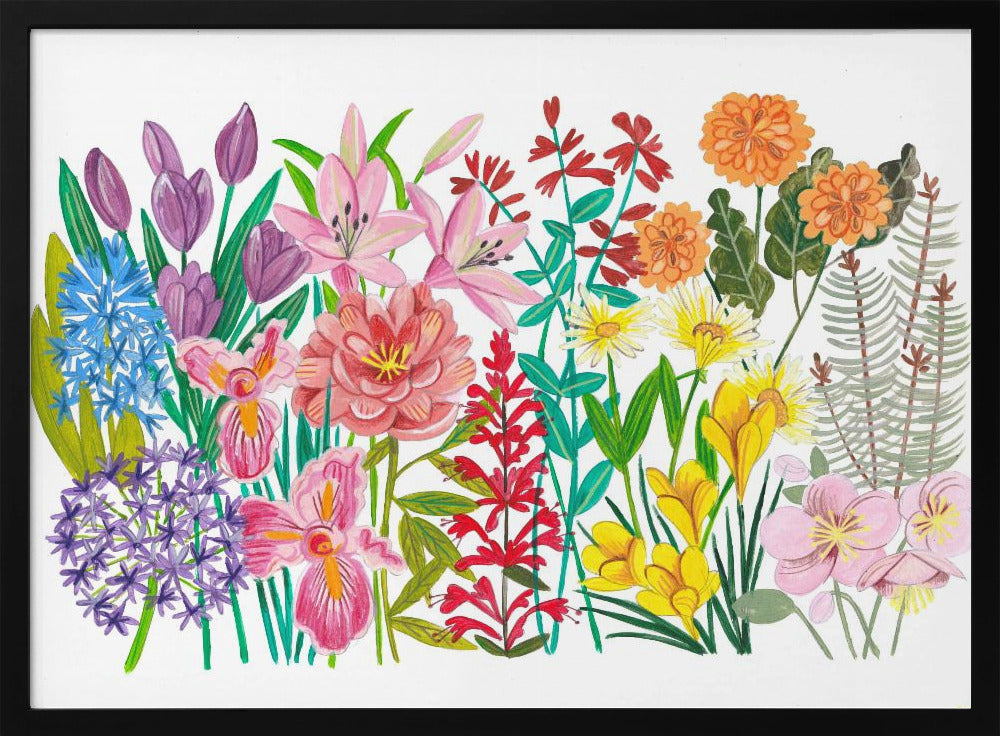 Flowers in the Garden - Stretched Canvas, Poster or Fine Art Print I Heart Wall Art
