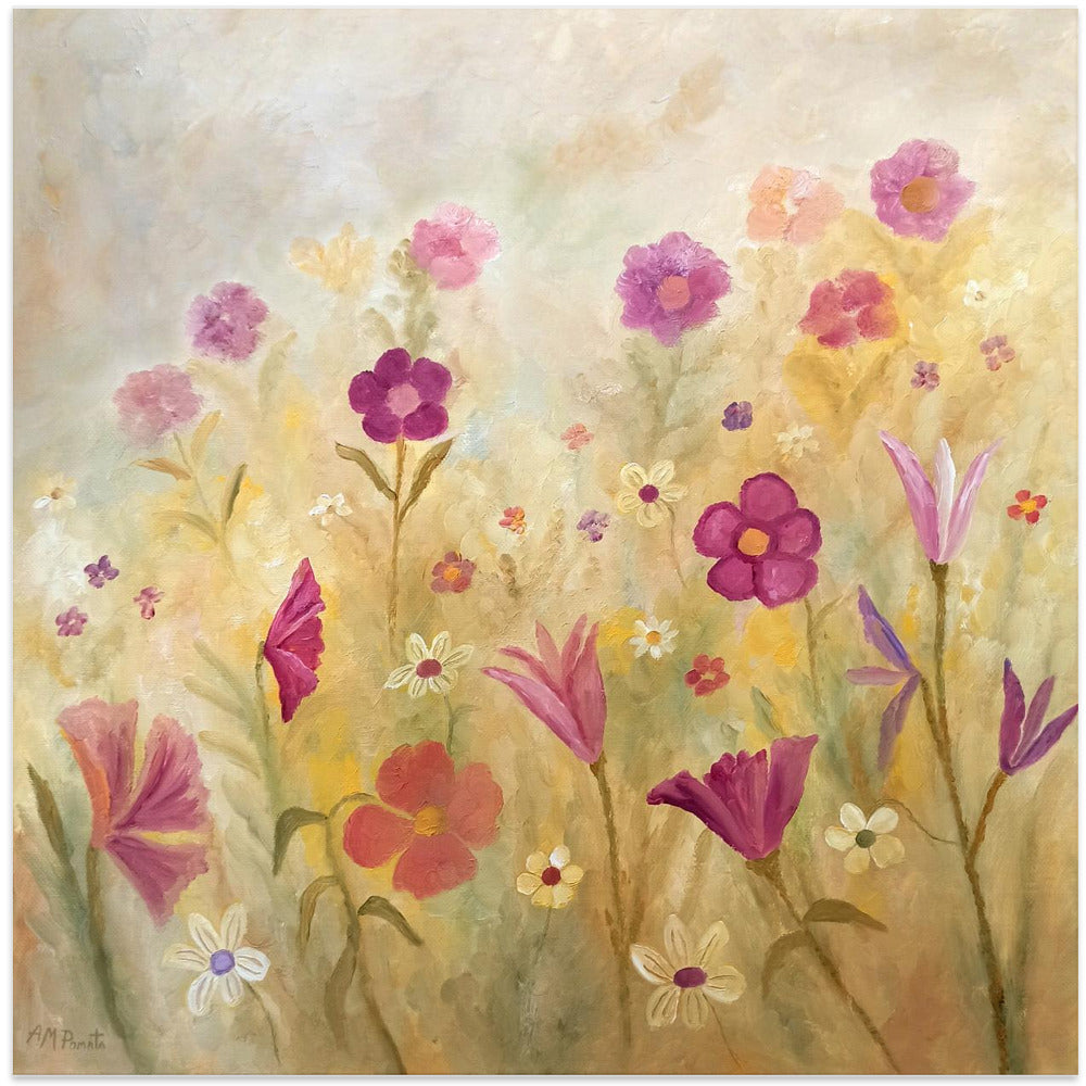 Flowers In the Mist - Square Stretched Canvas, Poster or Fine Art Print I Heart Wall Art