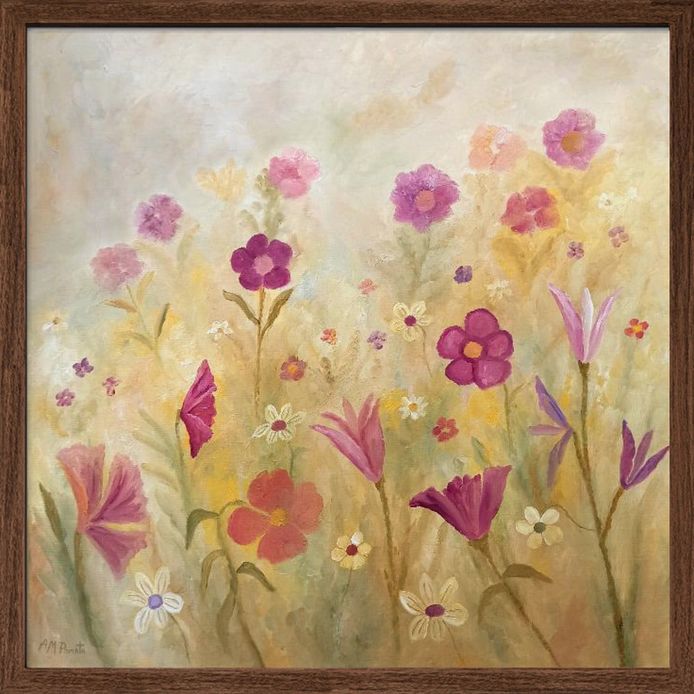 Flowers In the Mist - Square Stretched Canvas, Poster or Fine Art Print I Heart Wall Art