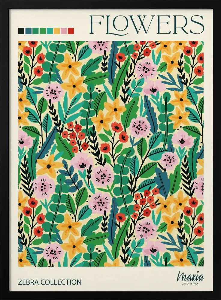 FLOWERS. Zebra Collection - Stretched Canvas, Poster or Fine Art Print I Heart Wall Art
