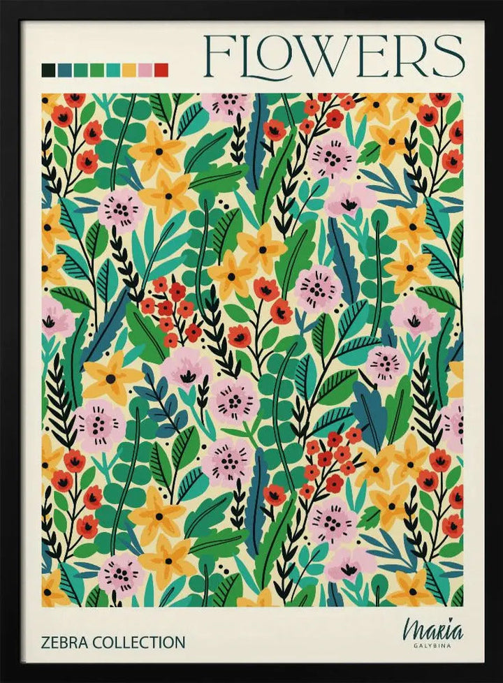 FLOWERS. Zebra Collection - Stretched Canvas, Poster or Fine Art Print I Heart Wall Art