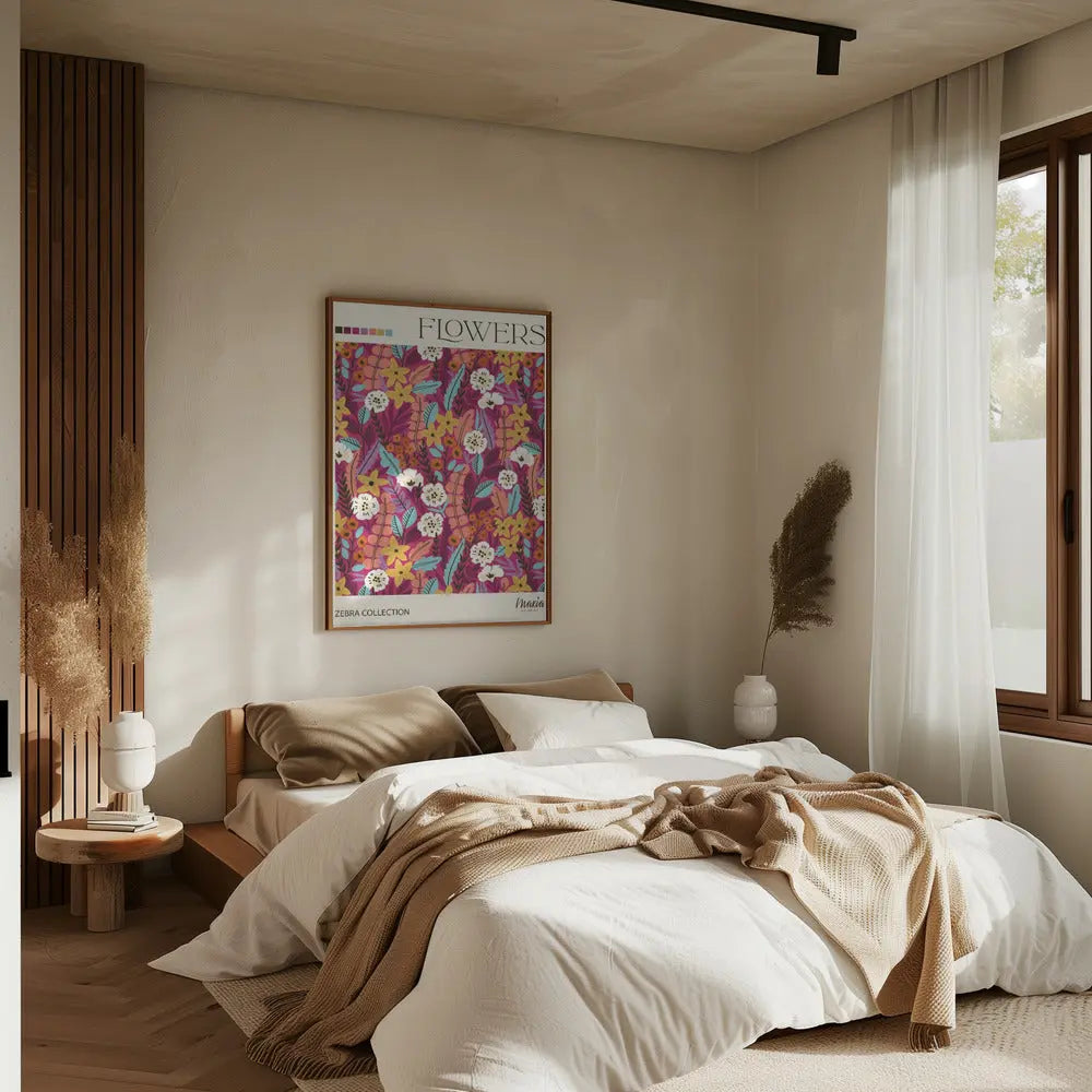 FLOWERS. Zebra Collection - Stretched Canvas, Poster or Fine Art Print I Heart Wall Art