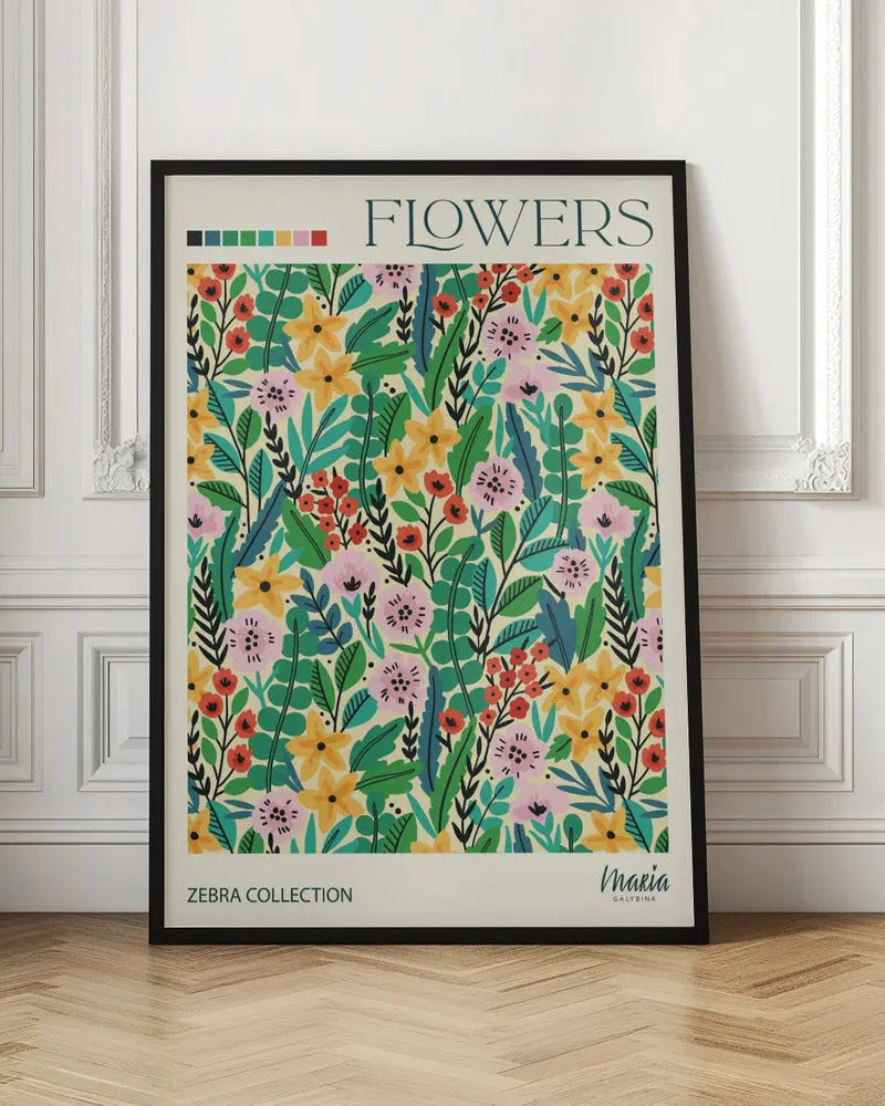 FLOWERS. Zebra Collection - Stretched Canvas, Poster or Fine Art Print I Heart Wall Art