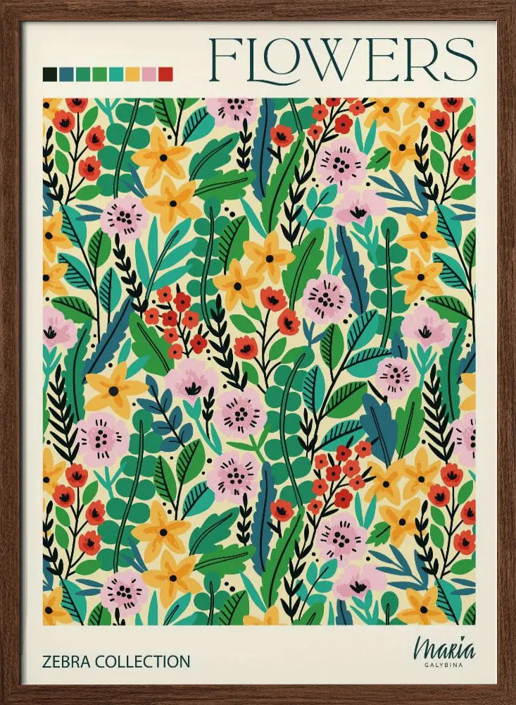 FLOWERS. Zebra Collection - Stretched Canvas, Poster or Fine Art Print I Heart Wall Art