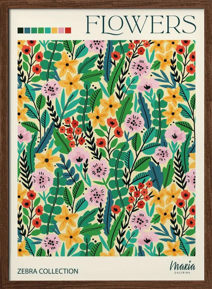 FLOWERS. Zebra Collection - Stretched Canvas, Poster or Fine Art Print I Heart Wall Art