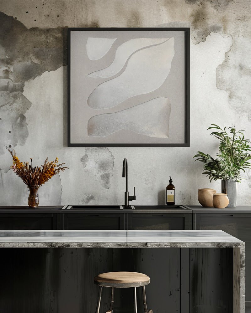 Flowing Shapes in Soft Neutral Tones - Square Stretched Canvas, Poster or Fine Art Print - I Heart Wall Art - Poster Print, Canvas Print or Framed Art Print