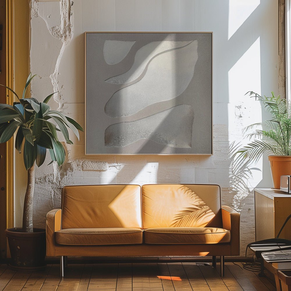 Flowing Shapes in Soft Neutral Tones - Square Stretched Canvas, Poster or Fine Art Print - I Heart Wall Art - Poster Print, Canvas Print or Framed Art Print