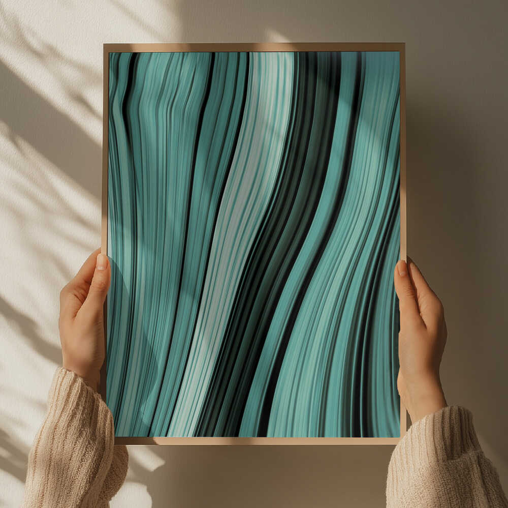 Flowing Teal Waves - Stretched Canvas, Poster or Fine Art Print - I Heart Wall Art - Poster Print, Canvas Print or Framed Art Print