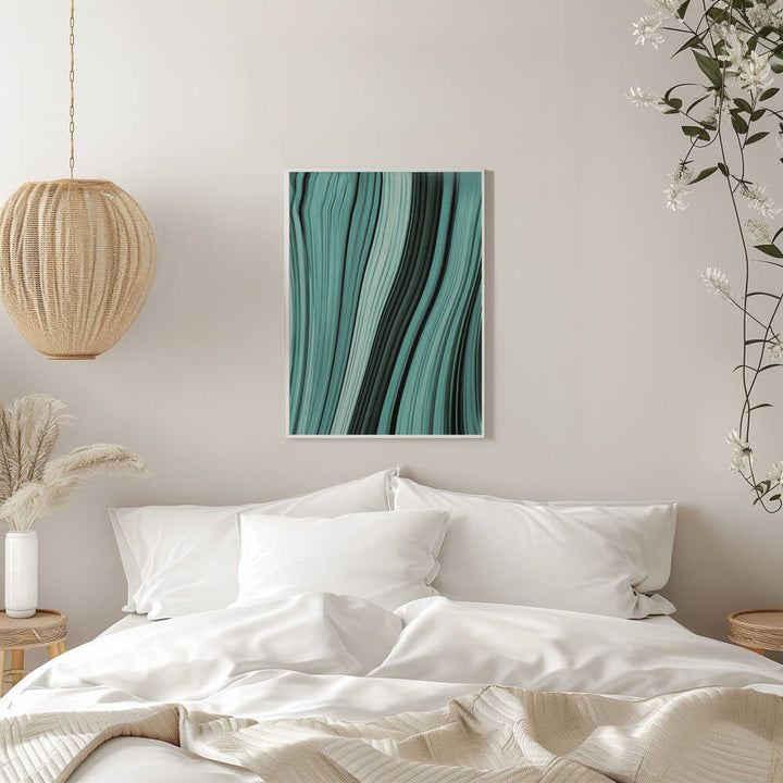 Flowing Teal Waves - Stretched Canvas, Poster or Fine Art Print - I Heart Wall Art - Poster Print, Canvas Print or Framed Art Print