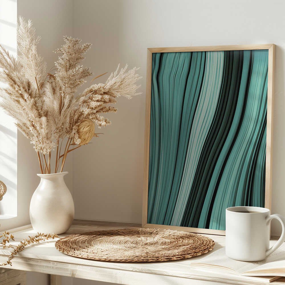 Flowing Teal Waves - Stretched Canvas, Poster or Fine Art Print - I Heart Wall Art - Poster Print, Canvas Print or Framed Art Print
