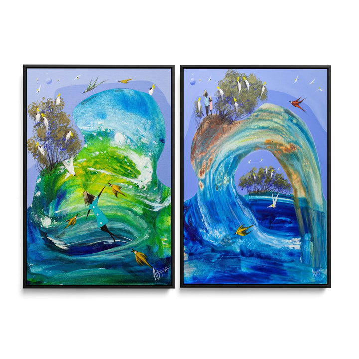 Flowing with you and A new beginning by Adam Bogusz  - Two Piece Stretched Canvas or Art Print Set Diptych I Heart Wall Art Australia 