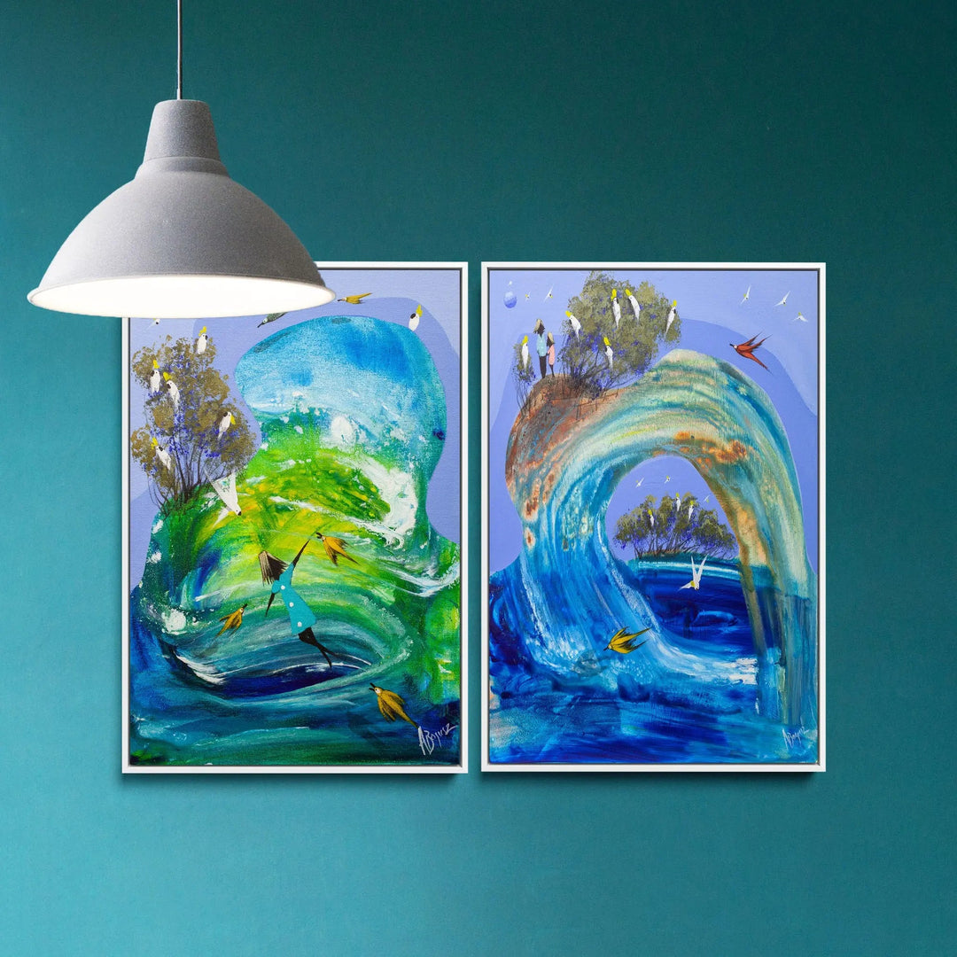Flowing with you and A new beginning by Adam Bogusz  - Two Piece Stretched Canvas or Art Print Set Diptych I Heart Wall Art Australia 