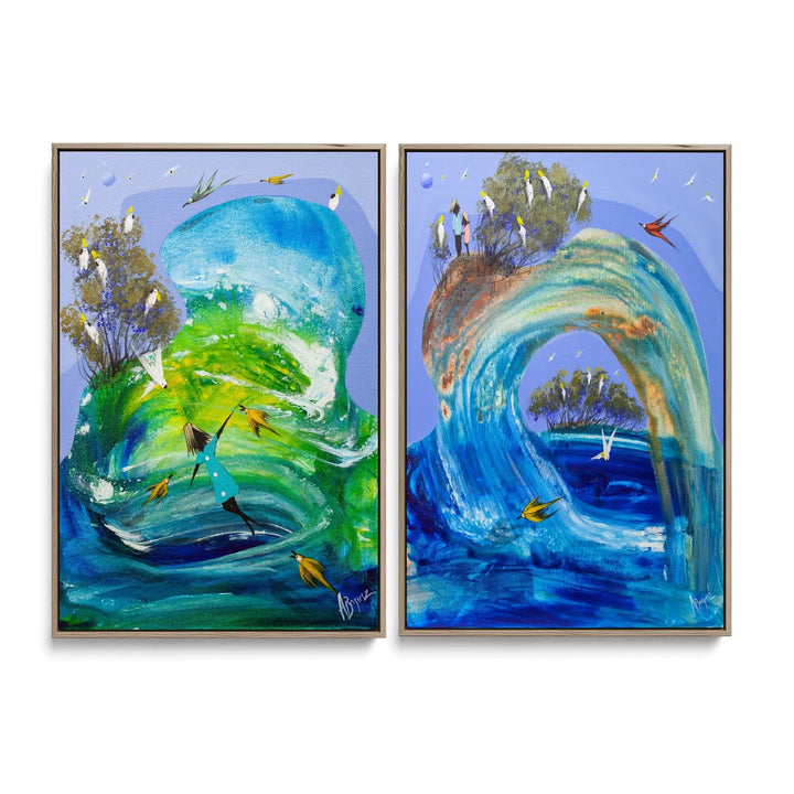 Flowing with you and A new beginning by Adam Bogusz  - Two Piece Stretched Canvas or Art Print Set Diptych I Heart Wall Art Australia 