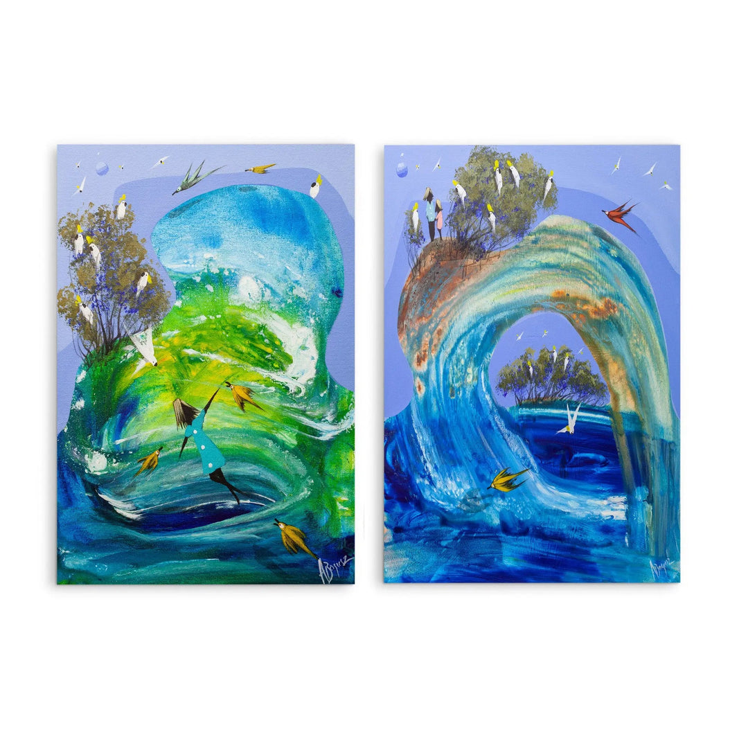 Flowing with you and A new beginning by Adam Bogusz  - Two Piece Stretched Canvas or Art Print Set Diptych I Heart Wall Art Australia 