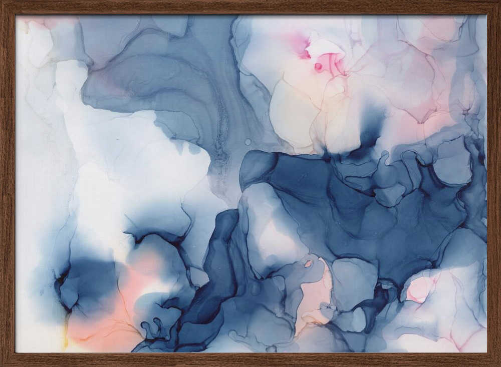 Fluid Blue Pink Ink - Stretched Canvas, Poster or Fine Art Print - I Heart Wall Art - Poster Print, Canvas Print or Framed Art Print