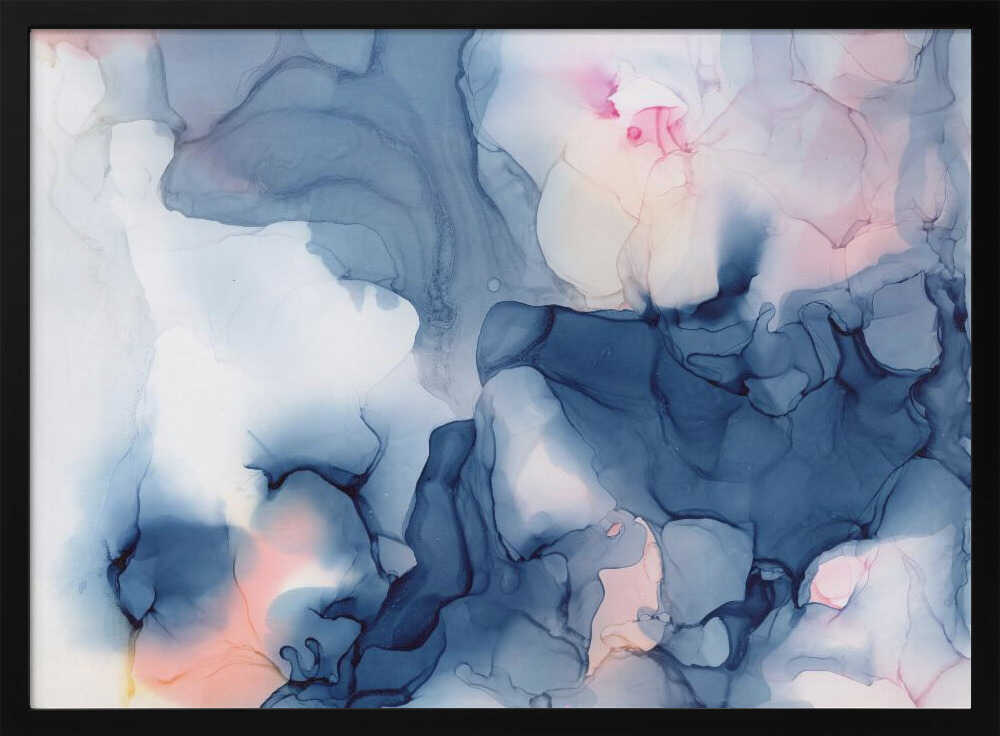 Fluid Blue Pink Ink - Stretched Canvas, Poster or Fine Art Print - I Heart Wall Art - Poster Print, Canvas Print or Framed Art Print