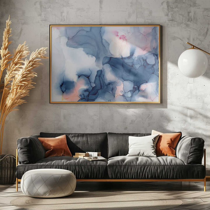 Fluid Blue Pink Ink - Stretched Canvas, Poster or Fine Art Print - I Heart Wall Art - Poster Print, Canvas Print or Framed Art Print