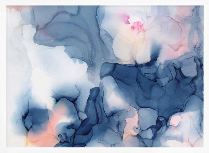 Fluid Blue Pink Ink - Stretched Canvas, Poster or Fine Art Print - I Heart Wall Art - Poster Print, Canvas Print or Framed Art Print