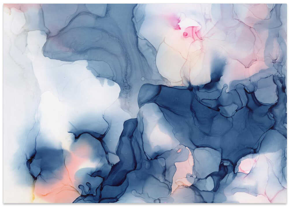 Fluid Blue Pink Ink - Stretched Canvas, Poster or Fine Art Print - I Heart Wall Art - Poster Print, Canvas Print or Framed Art Print