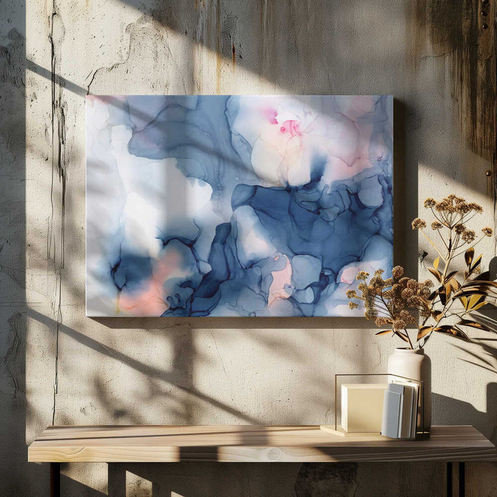 Fluid Blue Pink Ink - Stretched Canvas, Poster or Fine Art Print - I Heart Wall Art - Poster Print, Canvas Print or Framed Art Print