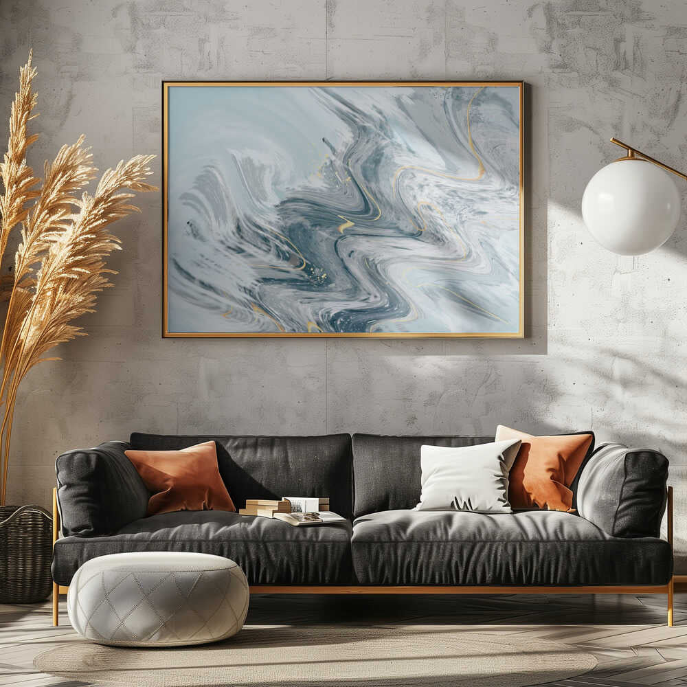 Fluid Gold Marble Swirl - Stretched Canvas, Poster or Fine Art Print - I Heart Wall Art - Poster Print, Canvas Print or Framed Art Print