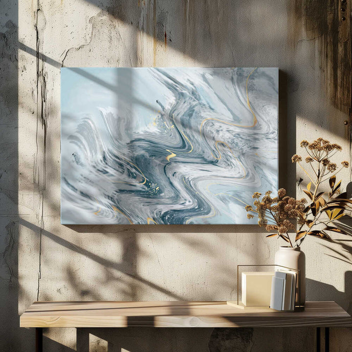 Fluid Gold Marble Swirl - Stretched Canvas, Poster or Fine Art Print - I Heart Wall Art - Poster Print, Canvas Print or Framed Art Print