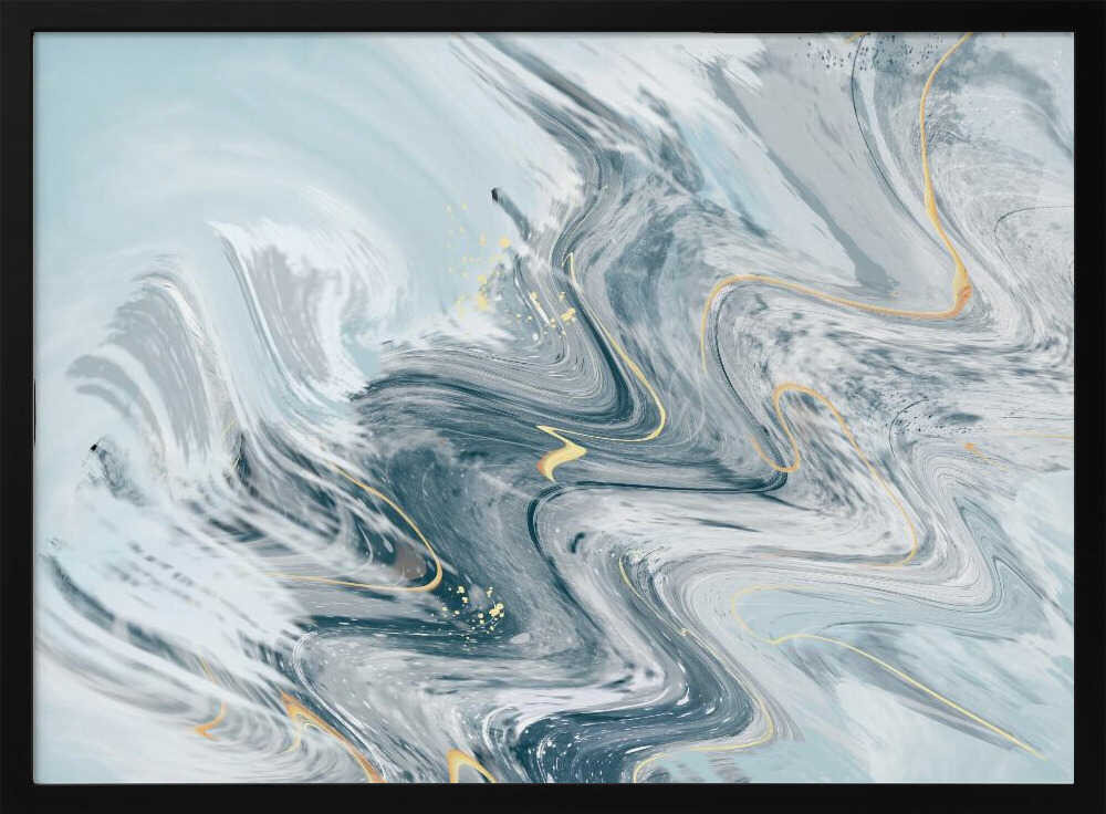 Fluid Gold Marble Swirl - Stretched Canvas, Poster or Fine Art Print - I Heart Wall Art - Poster Print, Canvas Print or Framed Art Print