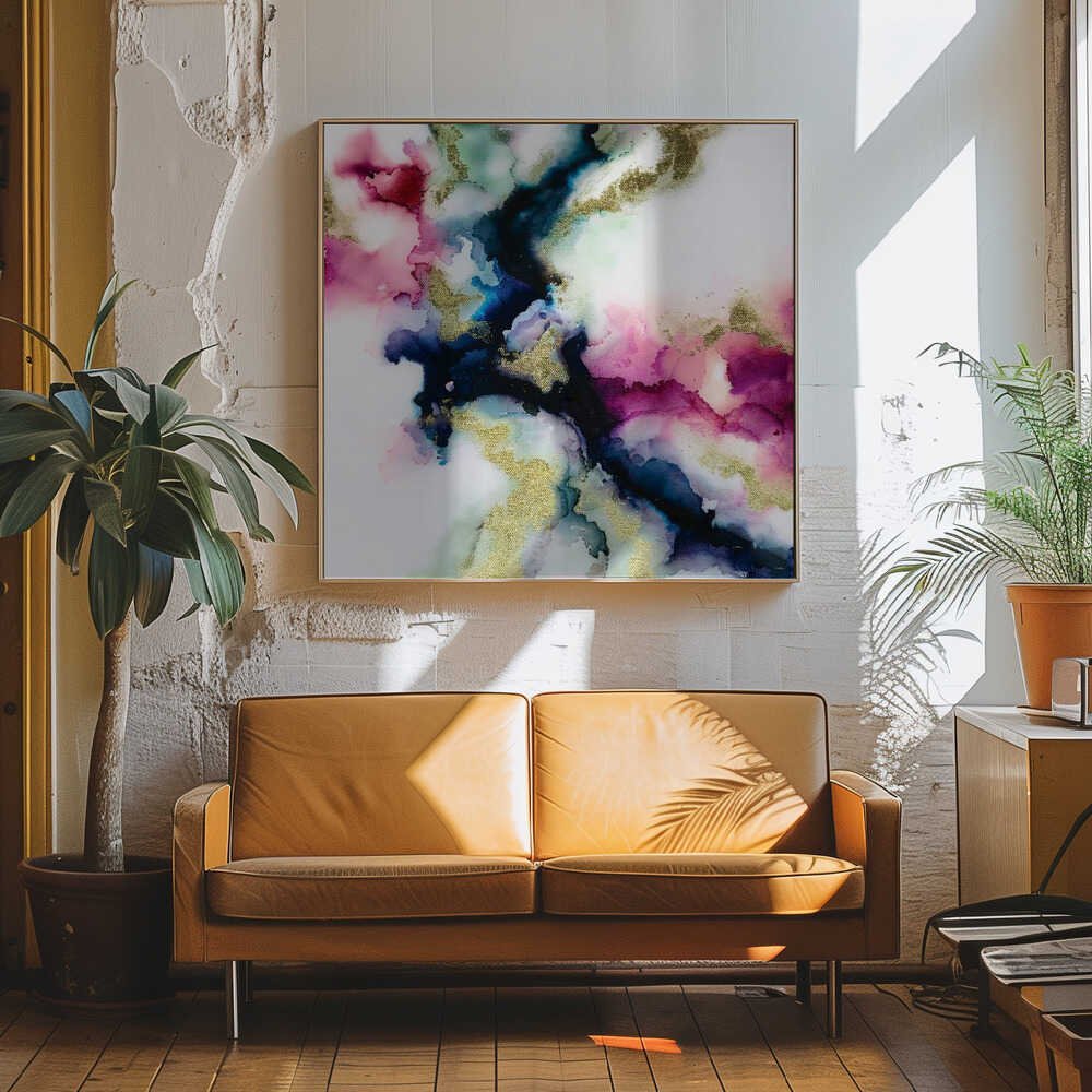 Fluid Golden Colors - Square Stretched Canvas, Poster or Fine Art Print - I Heart Wall Art - Poster Print, Canvas Print or Framed Art Print